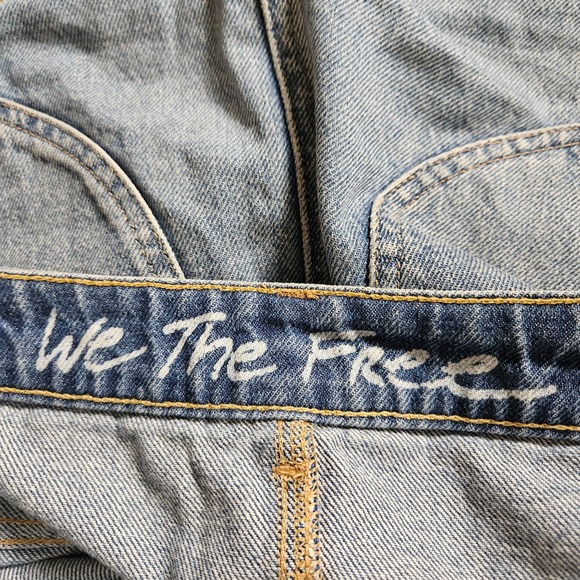 We The Free Free People Bailey Denim Skirt 31 Frayed High Low Raw Hem Boho - Picture 3 of 7